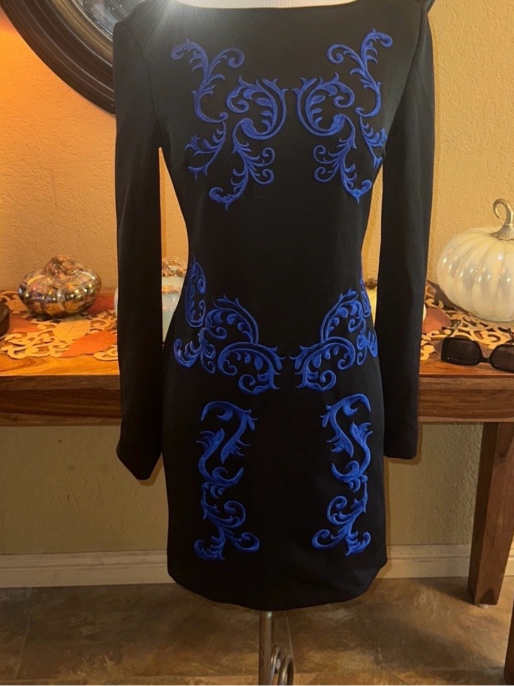 Clover Canyon Black and Blue Body Con Dress